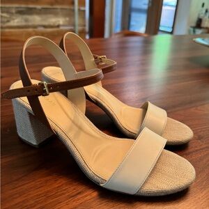 Cole Haan Josie heeled sandals, white and tan